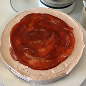 a chocolate cake layer with