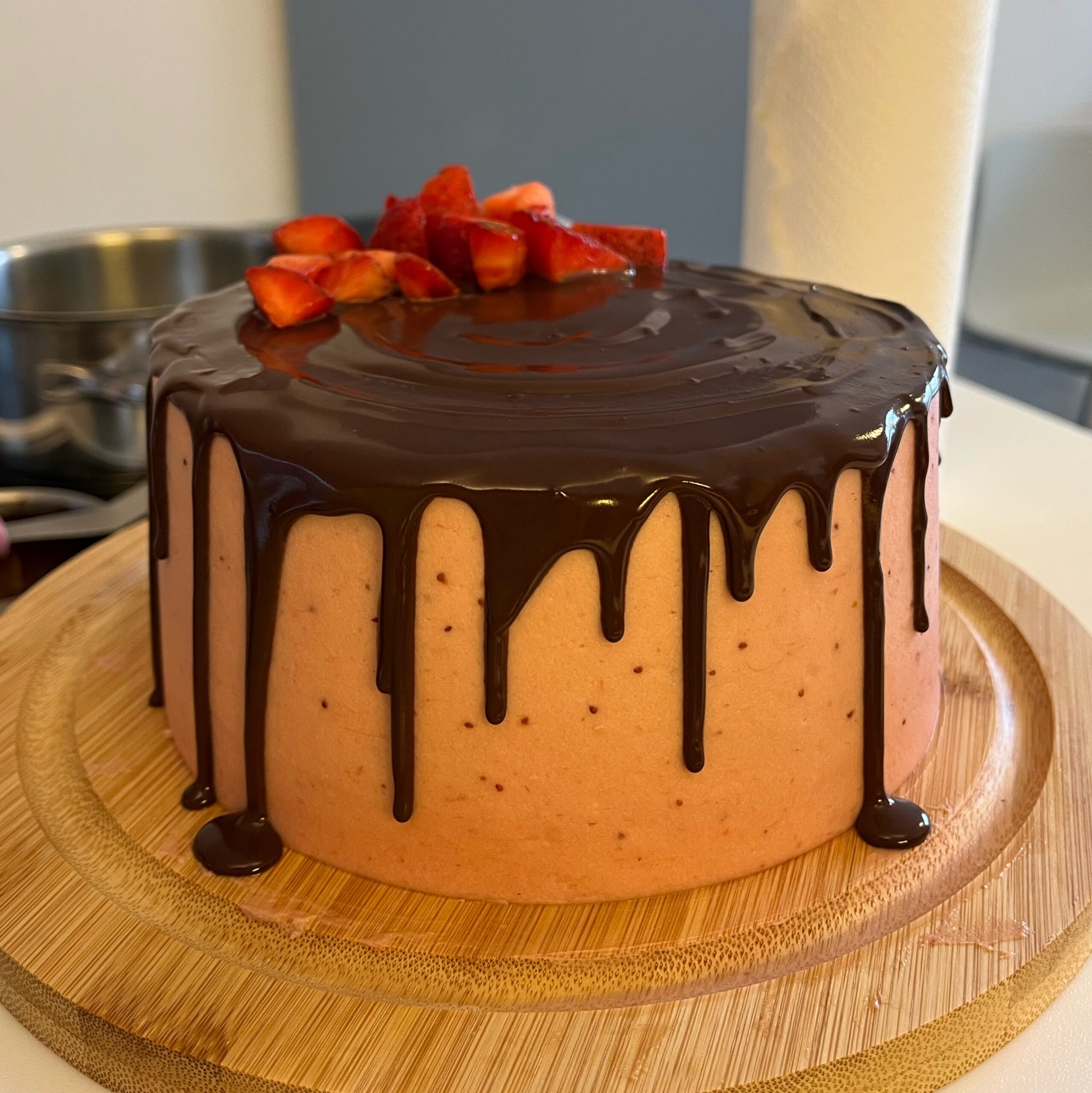Strawberry Chocolate Cake with Strawberry Cream Cheese Frosting
